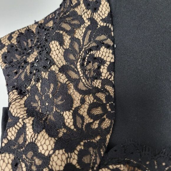 Black and Gold Evening Formal Gown Maxi Dress with Lace Overlay Size 12, Size 4 - Picture 8 of 13